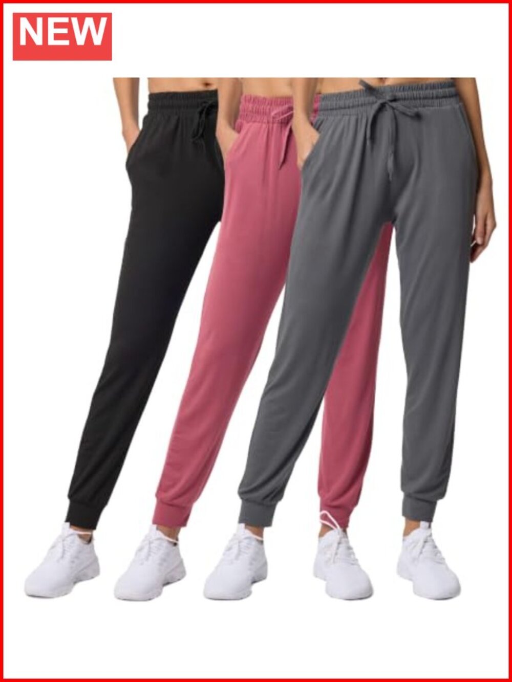 3 Pack Women's Joggers Sweatpants Lounge Pants Yoga Workout with Pockets